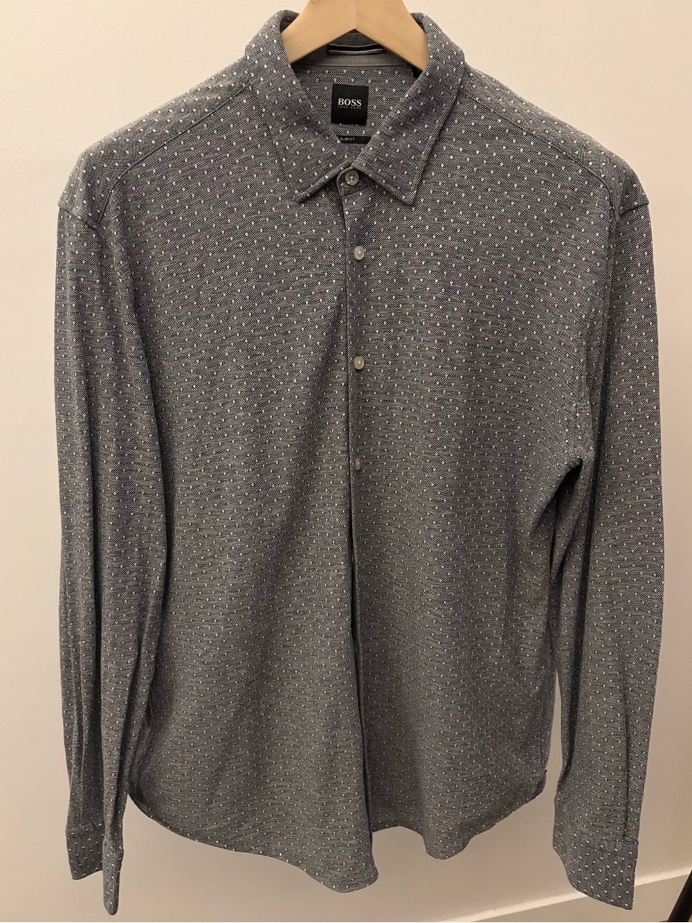 HUGO BOSS Men's Grey Long-Sleeve Button-Up Shirt